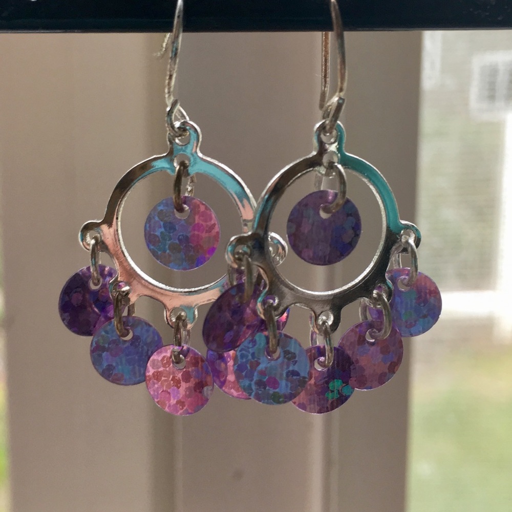 Sparkly Purple Dangle Earrings